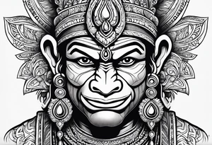 Lord hanuman in a tribal way tattoo idea