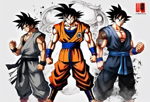 A fusion with Asta, Goku, Luffy and Itachi tattoo idea