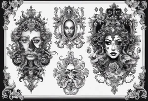 Baroque with card and eye tattoo idea