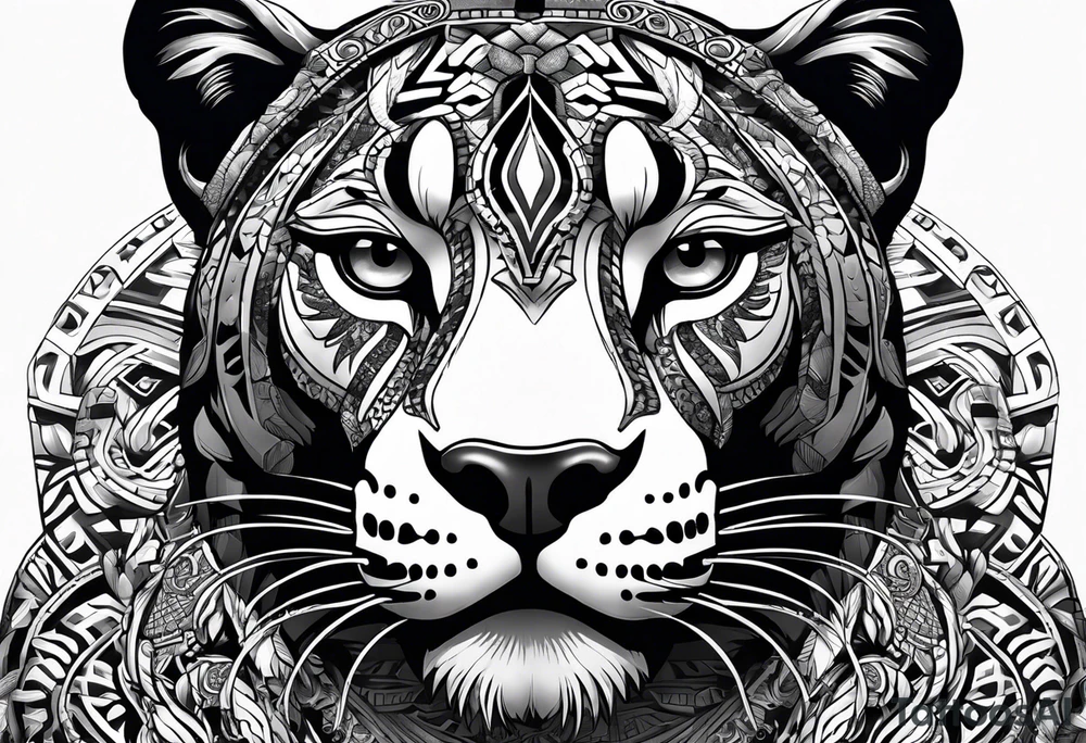 aztec black jaguar with snake tattoo idea