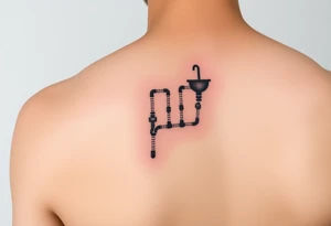 tatto with detailed vertical
 system of piping coming from a sink down a forearm tattoo idea