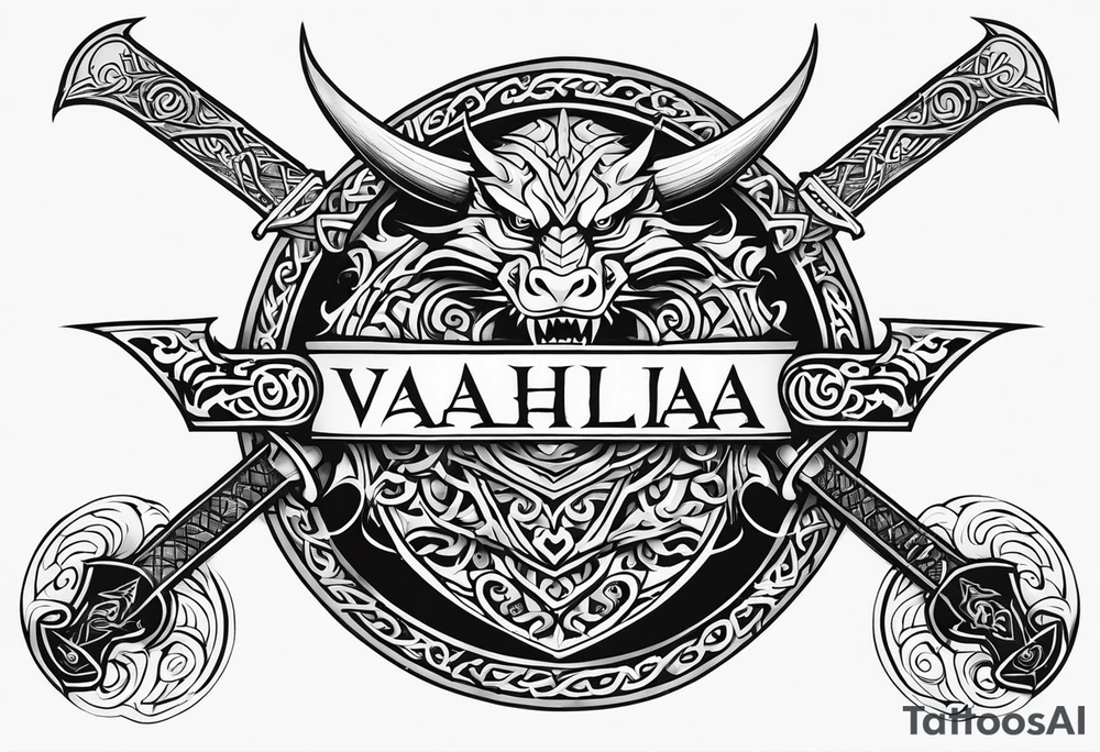 Viking valhalla sword shield dragon tattoo idea
