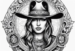 Western theme and Christianity tattoo idea