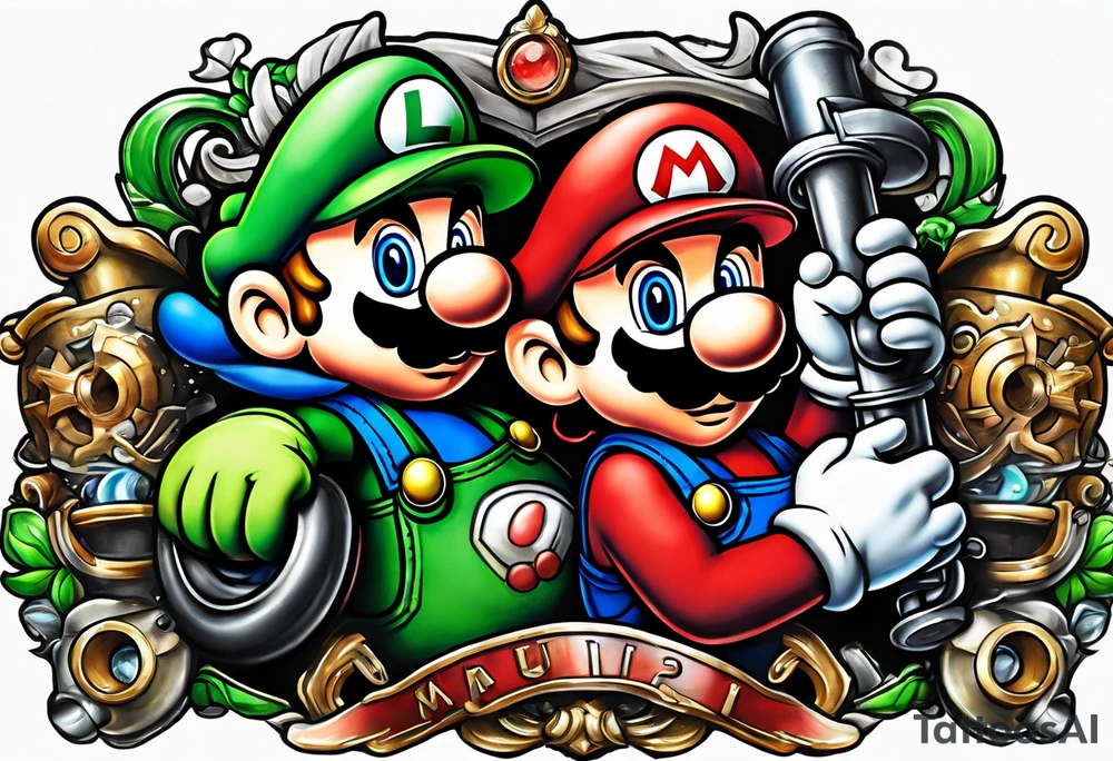 Mario and Luigi sucked down a plumbers pipe tattoo idea