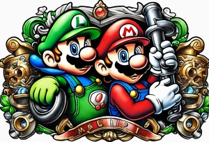Mario and Luigi sucked down a plumbers pipe tattoo idea