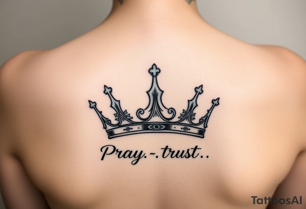 Pray, trust, believe, crown tattoo idea