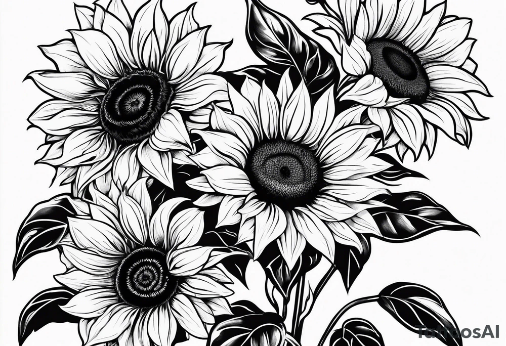 Sunflower outline tattoo idea