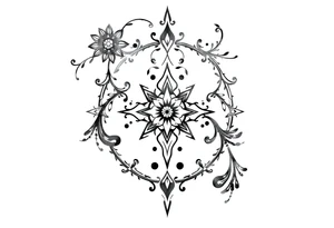 mytical shaman and mytolog style ornametn with ancient rhyme tattoo idea