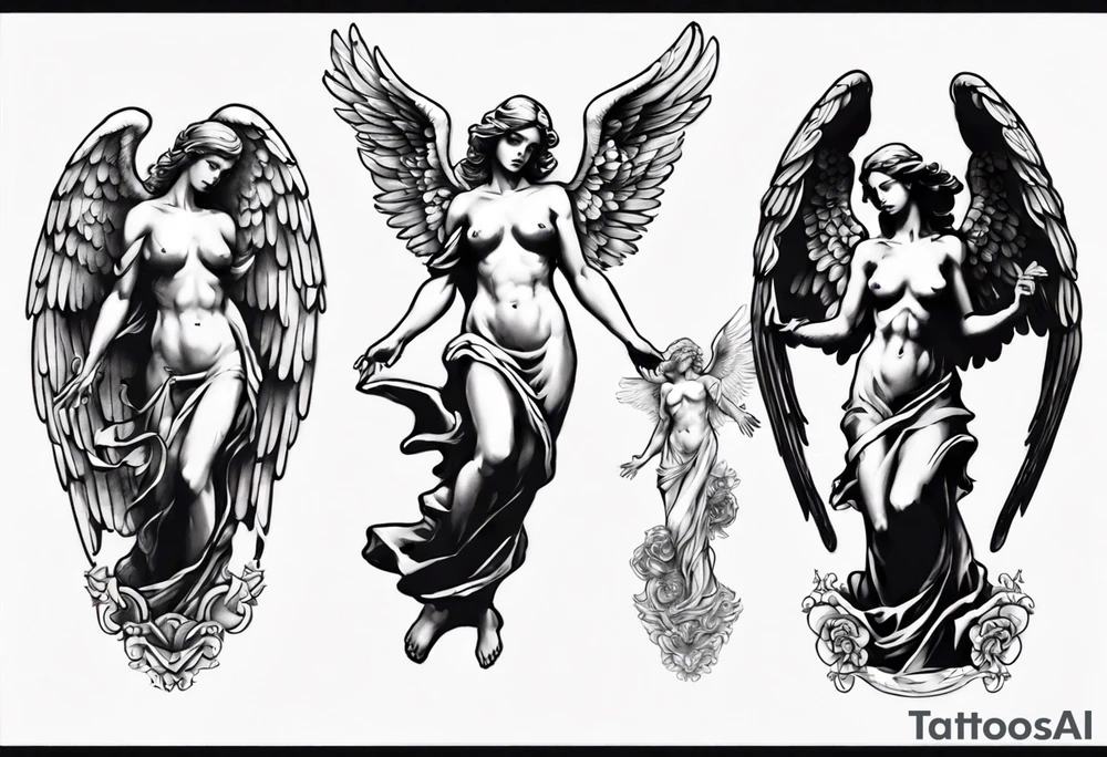 Angel statue tattoo idea