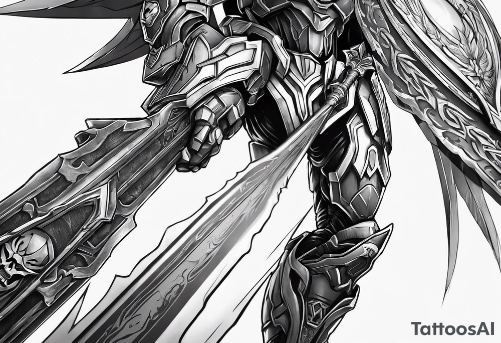 Halo energy sword through skull tattoo idea