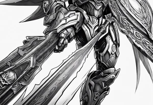 Halo energy sword through skull tattoo idea