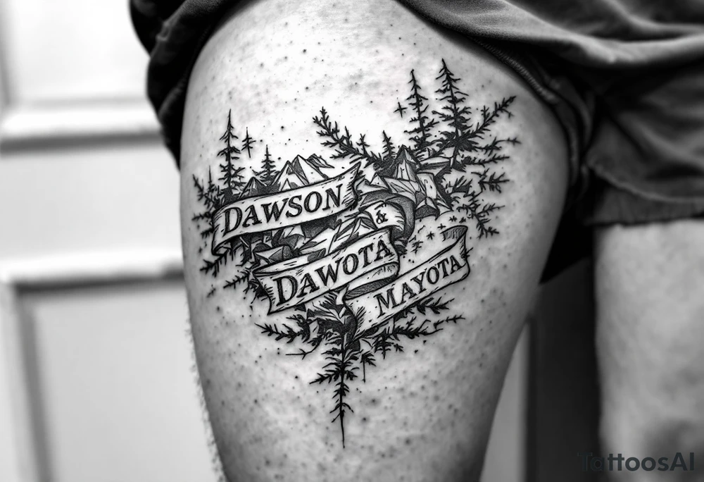 Dawson and Dakota names integrated tattoo idea