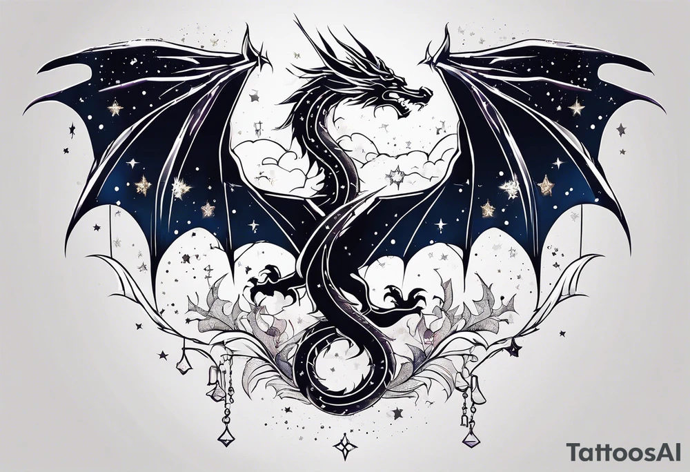 Constellation, wing , snow , cross , dragon japan kawaii tattoo idea