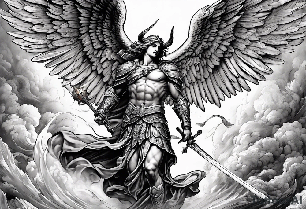 Michael the Archangel defeating the devil tattoo idea