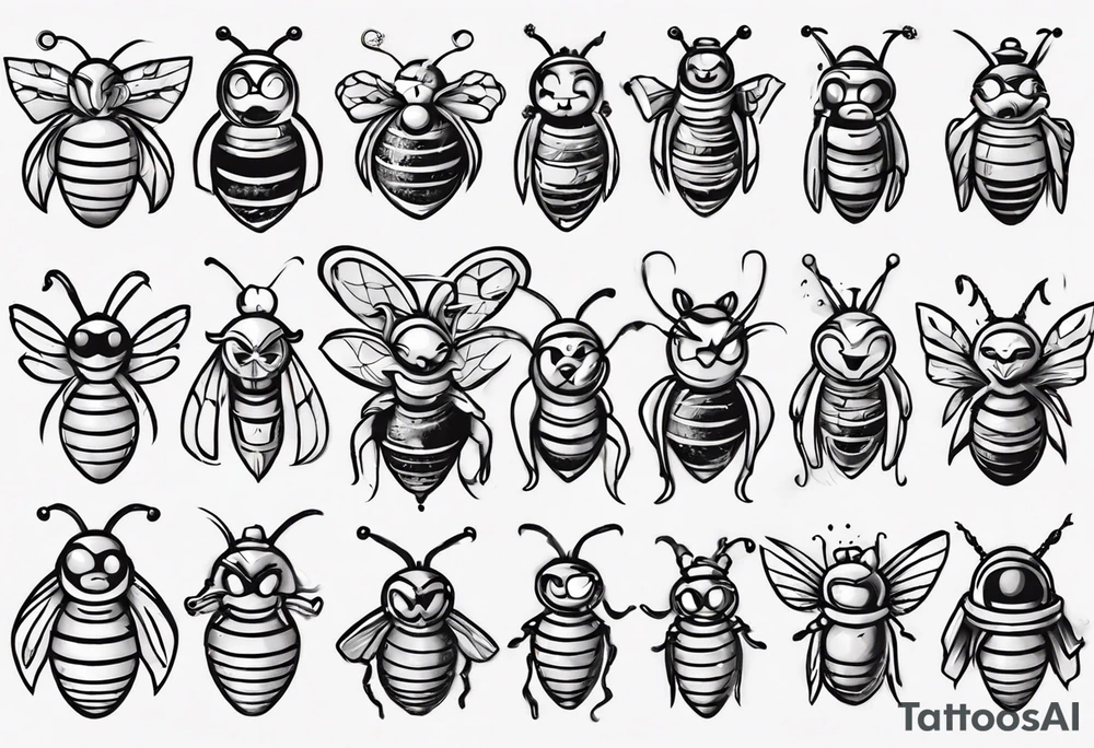 Biene, comic, klein, gesicht tattoo idea