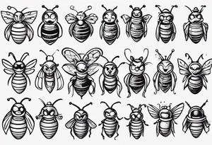 Biene, comic, klein, gesicht tattoo idea