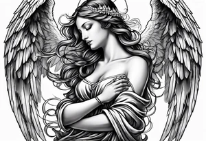 Angel with prayer hands tattoo idea