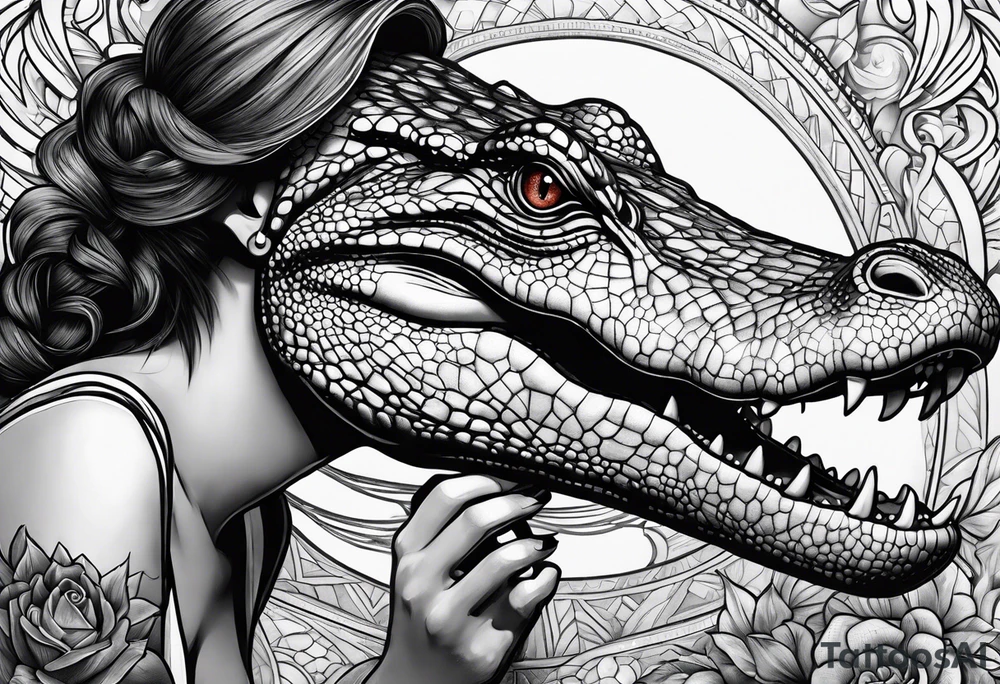 Alligator eating a woman tattoo idea