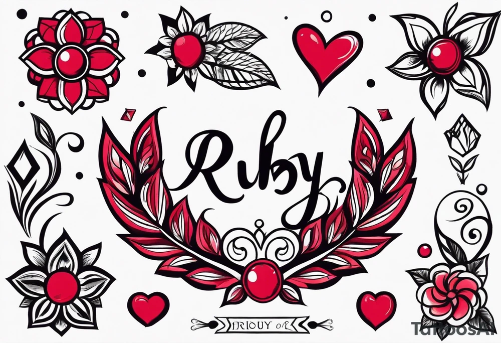 Generate a pretty tattoo with the name of: Ruby tattoo idea Generate a pretty tattoo with the name of: Ruby tattoo idea