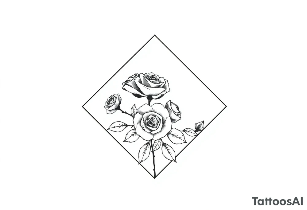 Small Roses filing the inside of an elongated diamond shape tattoo idea