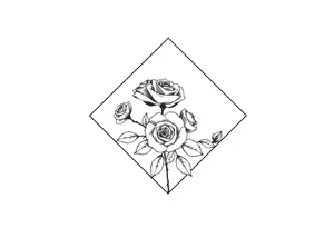 Small Roses filing the inside of an elongated diamond shape tattoo idea
