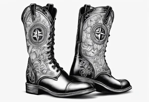 Outline the Calabrian  boot of the region of  Calabria with a compass tattoo idea