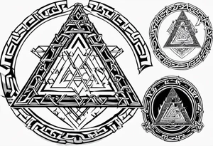 Valhalla  sword shield axe barbed wire chains valknut tattoo idea