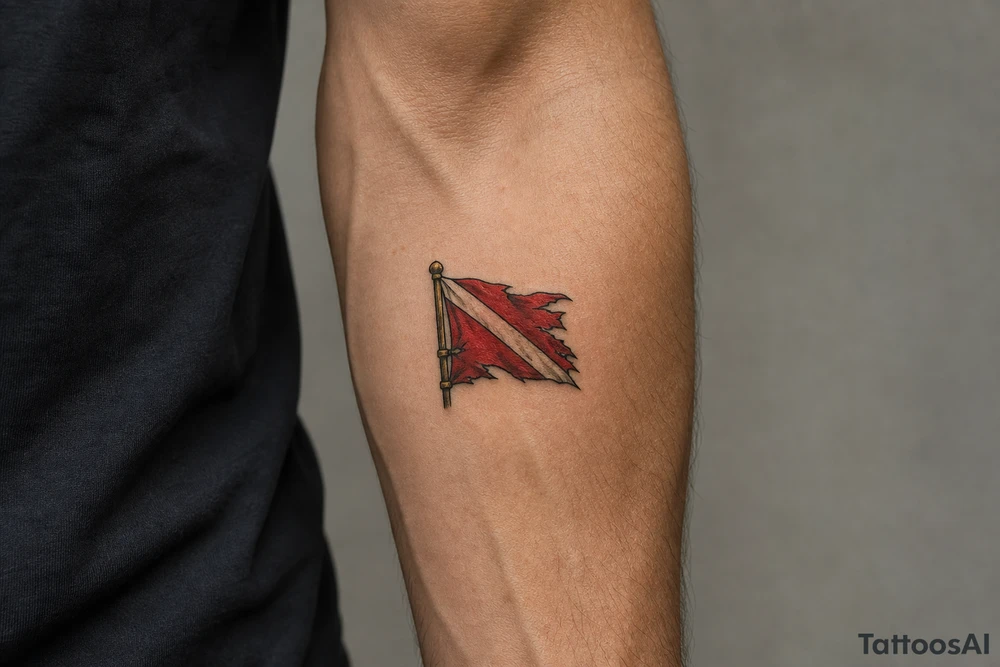 tattered dive flag tattoo idea