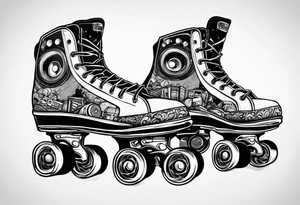 Boombox rollerskates tattoo idea