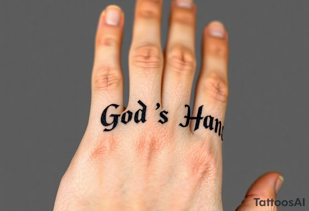 In God's Hand, With the words looking like the words are popping out at you with bold background tattoo idea