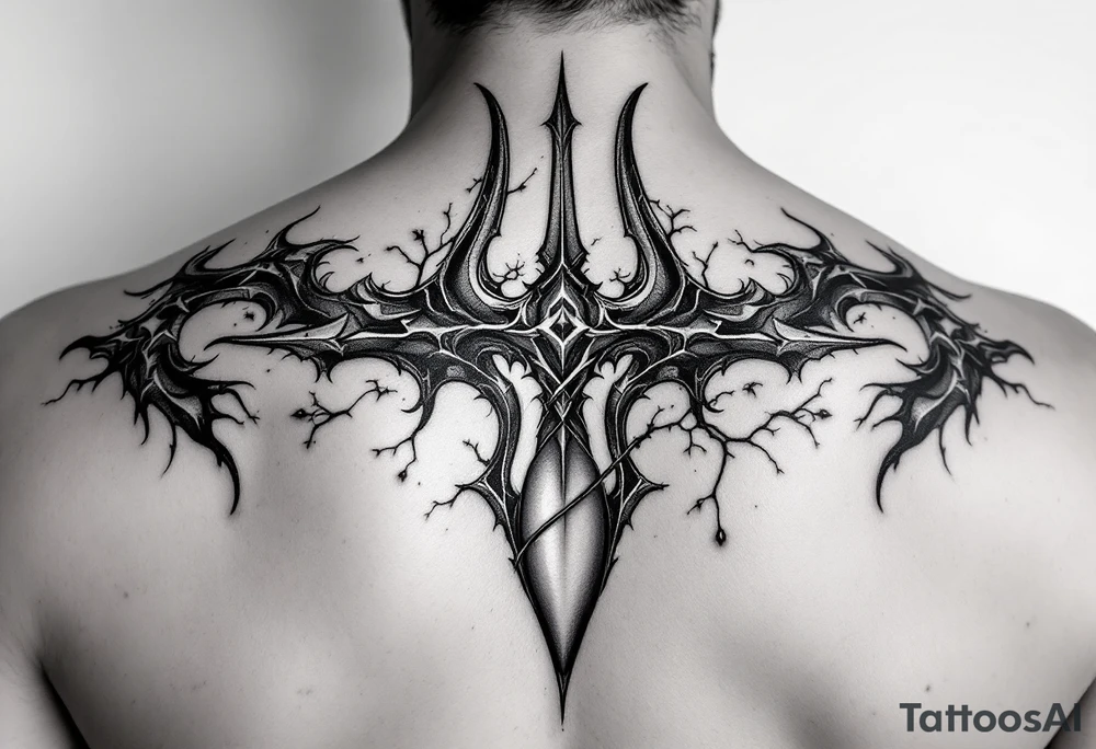 trident with large penis tattoo idea