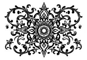 mytical shaman and witch ancient ornament with rhyme tattoo idea