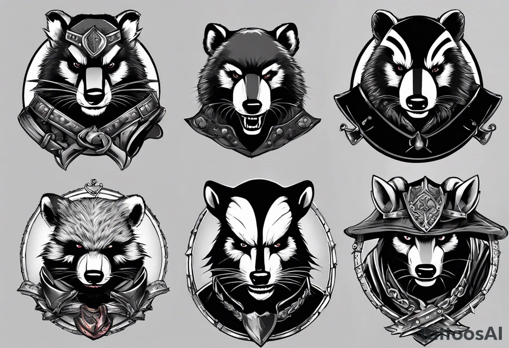 Draw me psychopath badger/Warrior with aggressive full body, killer face with a smile, very long nails and he attacks like a Bloody Gladiator to us and also, he has very deadly looking. He fights with his nails. Everybody scares after their first sight. Give me horror type Badger Tattoo. tattoo idea