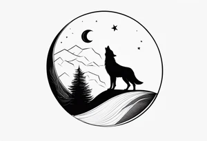 wolf howling at the moon tattoo idea
