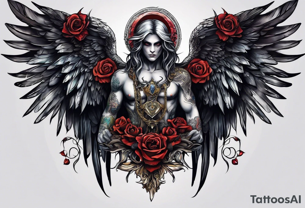 portrait of a creature angel of death tattoo idea
