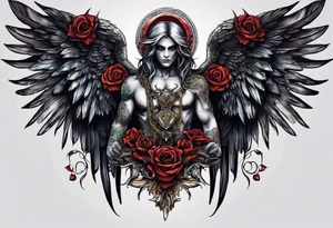 portrait of a creature angel of death tattoo idea