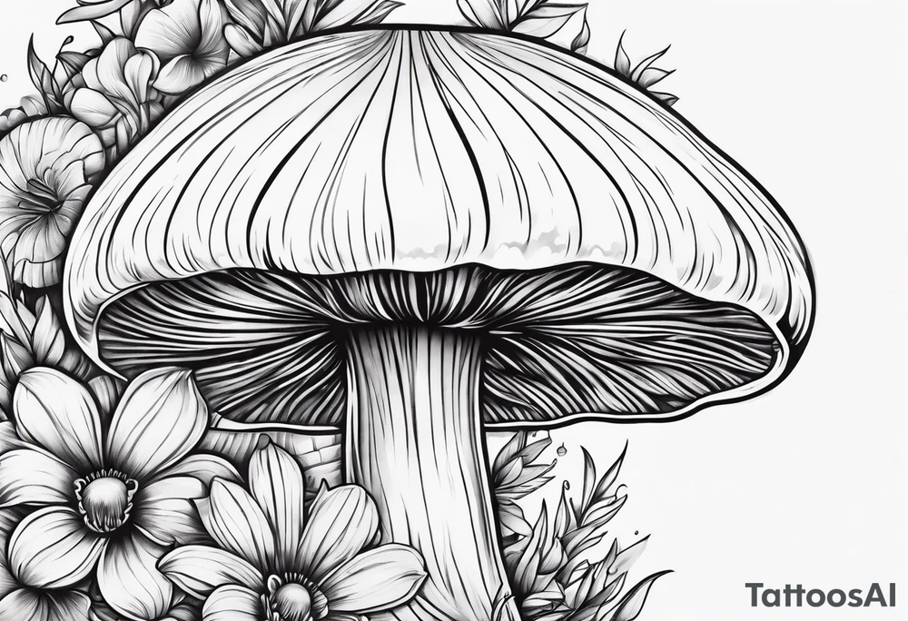 Mushroom Crystal Lilly daisy tattoo idea
