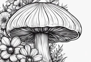 Mushroom Crystal Lilly daisy tattoo idea