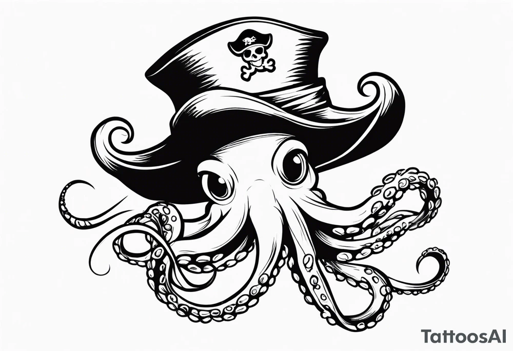 octopus wearing a pirate hat tattoo idea