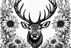 fine line sunflowers and wildflowers deer antler No deer , tattoo idea