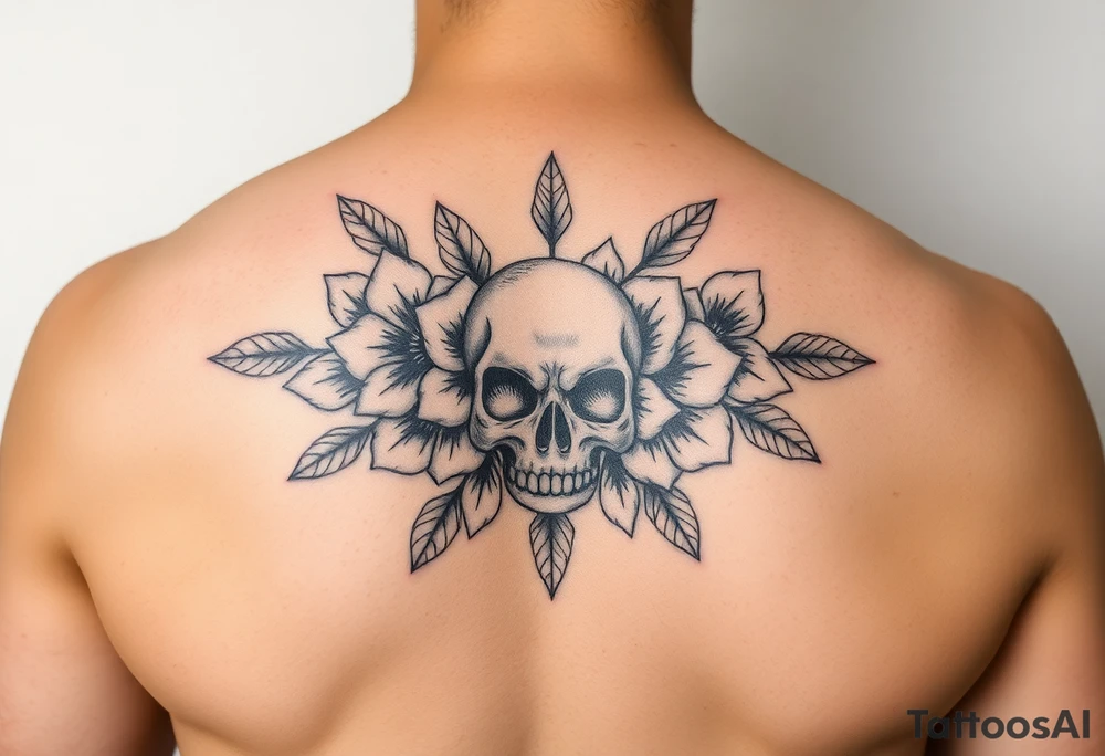 Flowers with skulls in the center tattoo idea