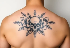 Flowers with skulls in the center tattoo idea