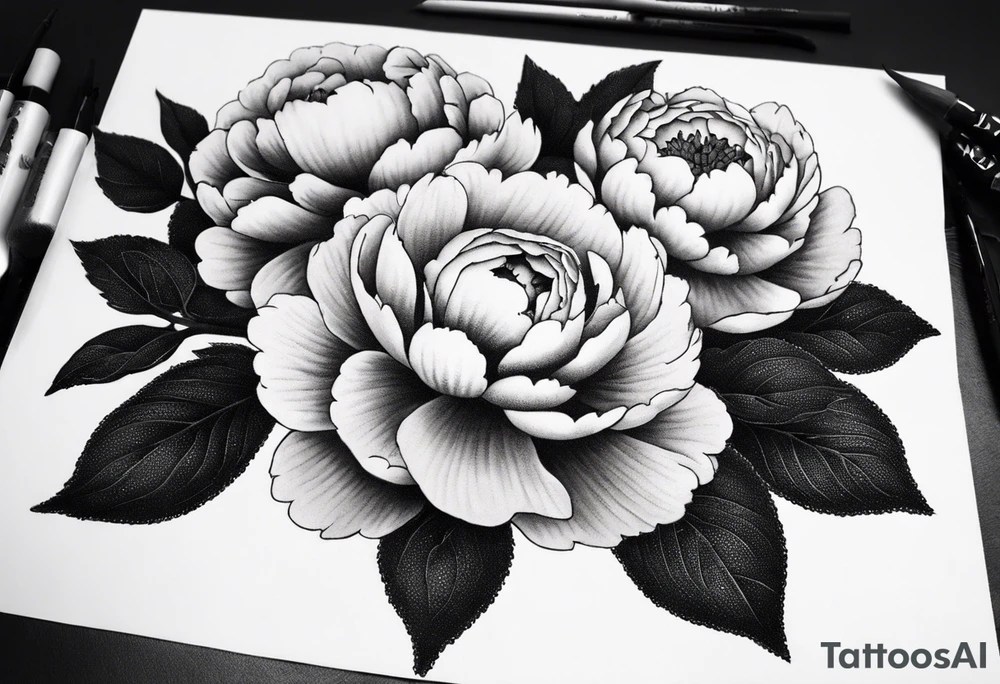 Closed peonies tattoo idea