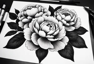 Closed peonies tattoo idea