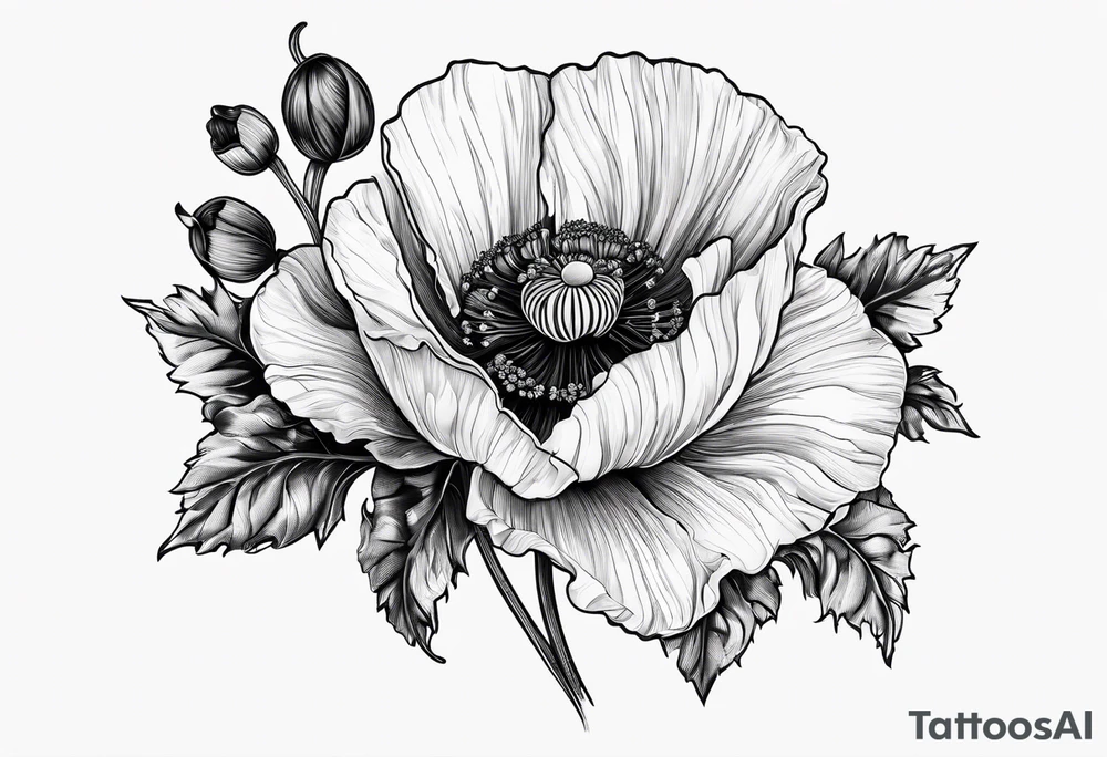 Poppy flowers with Lee Braddock written under it tattoo idea