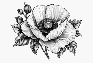 Poppy flowers with Lee Braddock written under it tattoo idea