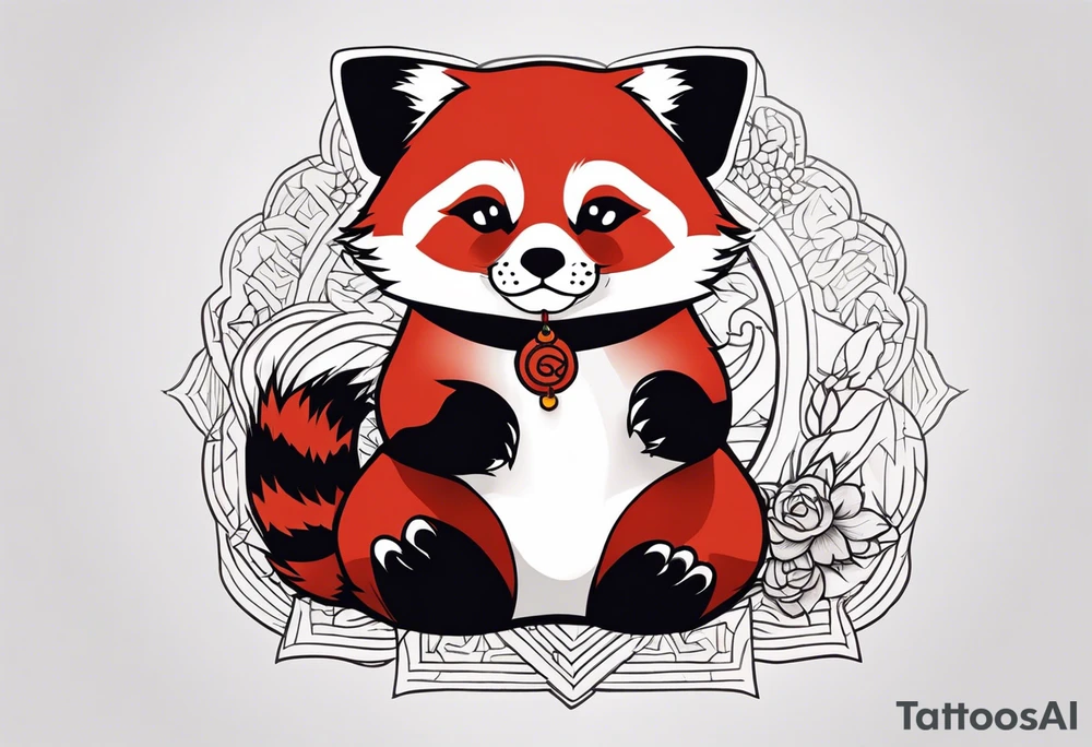 Red panda as a lucky cat tattoo idea