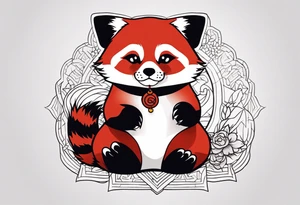 Red panda as a lucky cat tattoo idea