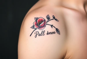 Peach branch with names scripted tattoo idea