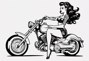 pinup doll riding a motorcycle tattoo idea